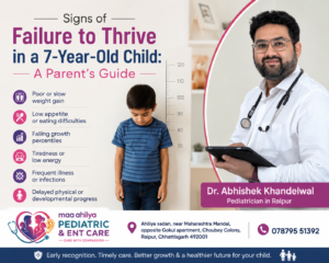 Pediatrician measuring a 7-year-old child's height for growth assessment in Raipur